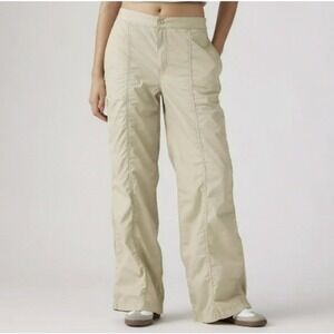 NWT Levi's Women's Baggy Parachute Pants White Pepper Tan Large
